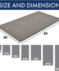 Size chart for Polynib Indoor Entrance Mat 3 ft by 6 ft gray with dimensions, showing comparison to other mat sizes.