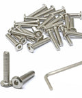 Pile of 25 pcs 1/4-20 x 1-1/4 inch stainless steel 304 hex socket flat head cap screws bolts with allen key for furniture.