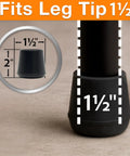 Kick The Squeaks 1.5 Inch Round Rubber Chair Leg Caps To Shield Hardwood Floors From Dents While Giving Your Furniture Grippy Traction And A Smooth Glide For Home Offices Dining Tables And Bar Stools Set Of Two Black with size dimensions.