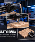 Industrial Grade 65mm Cnc Spindle Stabilizing Clamp Rack mounted on CNC setup for precise wood carving operations.
