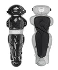 Top Star Series 15 Inch Leg Guards For Youth Baseball Black With Double Knee Coverage and Shapeable PE Knee Pads front view