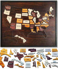 USA Travel Map Puzzle With 50 Removable State Pieces, Double Layer Engraved Wood Wall Art for Home or Office, 12x10 Inch with pieces