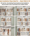 Heavy-Duty All-In-One Closet Organizer System With Extendable Hanging Rods showing various configurations for modular storage.