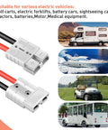 Anderson Style Battery Quick Connect Disconnect Cable For 600V 50A Systems, Heavy Duty 7AWG Wire With Tool Free Installation For Winches, Marine Equipment, Forklifts, And Other High Power Automotive Applications. grey battery quick connect cable for golf carts, forklifts, boats, and electric vehicles