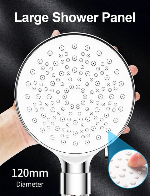Filtered Shower Head With High Pressure Hard Water Filter, Water Softener Shower Head For Hard Water, front view highlighting nozzle design