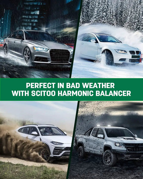 Cars demonstrating durability in bad weather with SciToo harmonic balancer