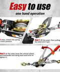 Heavy Duty Come Along Winch 2 Ton With Two Gear Ratchet Cable Winch Puller With Two Hooks for easy one-hand operation guide