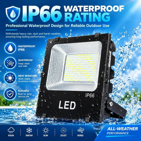 12V 24V 36V LED Flood Light,10W 50W 100W 150W 200W Low Voltage DC Spotlight with IP66 waterproof feature, outdoor use.