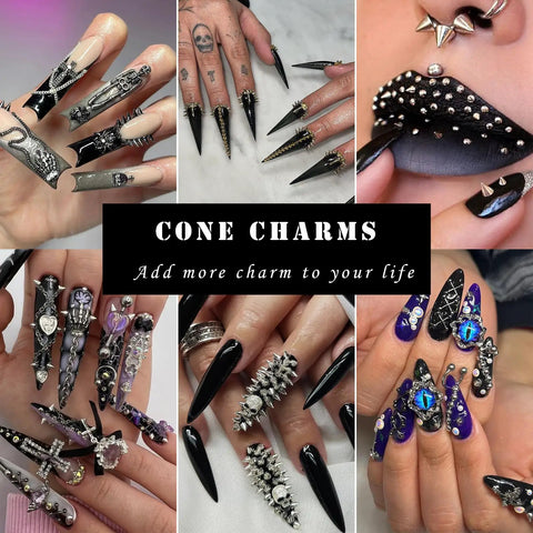 Dope Acrylic Punk Nail Spikes Six Hundred Piece Set Three Color Metallic Cone Rivet Studs For Goth Nail Art Diy Crafts Jewelry Decor Vibe Boosters For Fresh Manicure Looks