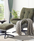 Oversized 360 Degree Swivel Accent Chair With Ottoman, Heavy Duty 400 Lbs Capacity, Easy Assembly, Rocker Recliner Style In Grey, living room setting