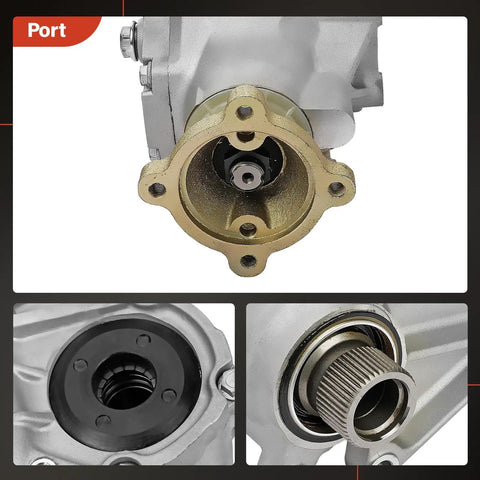 Power Take Off PTO Differential Transfer Case Assembly For Your Ride OEM Style Replacement That Fits Ford Fusion 2006 To 2012 Lincoln MKZ 2007 To 2012 Mercury Milan 2006 To 2010 Mazda CX 9 2007 To 2015 600 235 7E537251BV 7E5Z7251H cast aluminum PTO port view