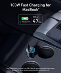 Ultra Compact 167.5W Triple Port USB-C Car Charger fast charging MacBook Pro in car