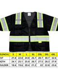 Real Deal Class Three High Visibility Safety Vest With Bold Reflective Tape Super Breathable Mesh Material Built Tough Storage Pockets Ansi Certified Job Site Essential For The Whole Foreman Crew Pack Black 5Xl front view showing reflective tape and storage pockets.