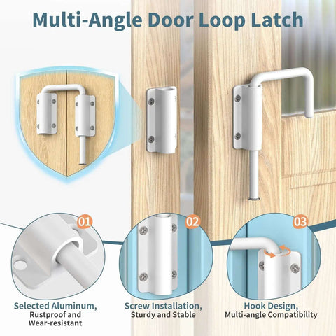Upgraded Aluminum Sliding Door Loop Lock with 2 inch U Shaped multi angle design for 90 and 180 degree sliding doors