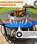 Outdoor Fire Pit Surround Table With 40 Inch Tabletop And 21 Inch Inner Ring That Fits Bonfire And Ranger, and grill grates