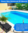 Heavy Duty Outdoor Electrical Box With Six Cable Ports And Ip54 Waterproof Cover placed by pool protecting cables from water.