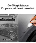 Honda Modern Steel Metallic Touch Up Paint Pen Kit NH-797M Color Match shown fixing car scratches in a garage setting