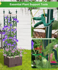 Raised Garden Bed Planter Box With Trellis 61.4 Inch Self Watering System For Climbing Plants with flowers and trellis clips