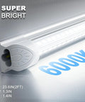 Lit 2 Foot LED Shop Light Kit 22W 3300 Lumens 6000K Ultra Bright Cool White V Shaped Double Row Linkable Ceiling Light Fixtures