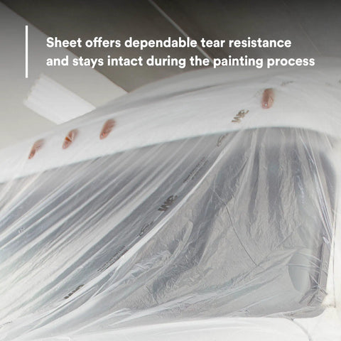 Overspray Protective Sheeting For Painting, Translucent High Density Tear-Resistant Masking Film covering a vehicle for painting