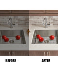 Badass Heavy Duty 304 Stainless Steel Sink Protector Grid in use, showcasing apples in sink, enhances drainage and protects surface.