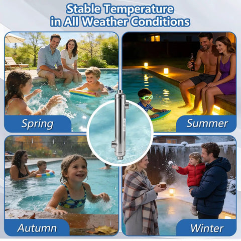 Built Like A Tank Shell And Tube Heat Exchanger 3600 KBtu stainless steel in seasons around pool and spa.