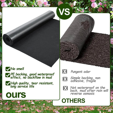 Comparison of 2 Pack Recycled Felt Mulch Mat Roll for Landscaping 8.2 Ft by 2 Ft vs other mulch mat, showcasing quality and features.