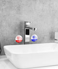 6 Pack Hella Durable Hot And Cold Water Faucet Labels Self Adhesive Waterproof Sink Temperature Stickers Bathroom Tap Bumpers on faucet.