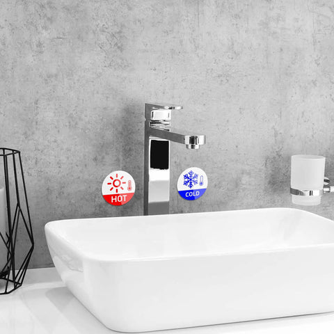 6 Pack Hella Durable Hot And Cold Water Faucet Labels Self Adhesive Waterproof Sink Temperature Stickers Bathroom Tap Bumpers on faucet.