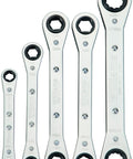 Ratcheting Box Wrench Set, 5 Piece SAE Wrenches With Roll Pouch, 6 And 12 Point, Fastener Remover Like A Boss, Flat Handle For Tight Clearance