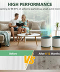 HEPA Replacement Filter For Tower Purifier Pure Cool Link TP01 TP02 TP03 AM11 BP01 Models 968126-03 Totally Fits 2 Pack shown in living room with air diagram