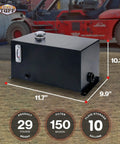 10 Gallon Welded Steel Hydraulic Reservoir Tank 14 Gauge Metal Construction Black Finish With 2 Inch Suction Port And 0.75 Inch Return Port For Reliable Fluid Storage And Smooth Pump Operation