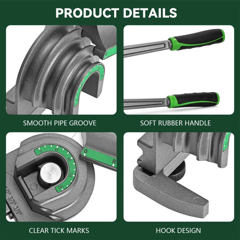 Product details of 3 In 1 Tubing Bender For 1/4 Inch, 3/8 Inch, 1/2 Inch O D Copper And Aluminum Tubes, with pipe groove, rubber handle