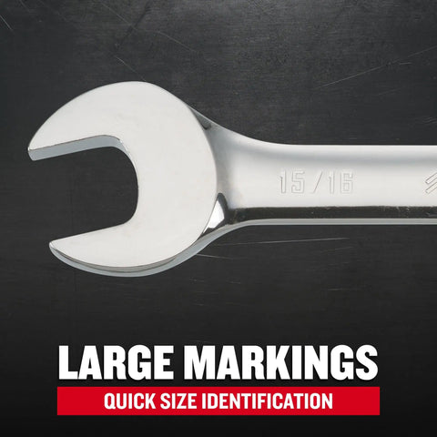 Ratcheting Wrench 15 16 Inch 12 Point Box End For Quick Engagement Knuckle Clearance SAE Tool With Corrosion Resistant Chrome Finish