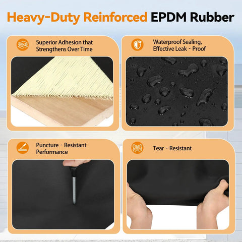 Self Adhesive Epdm Rubber Roofing Membrane 51 Mil Black Peel And Stick Roof Underlayment For Flat Roofs showing waterproof sealing and adhesion.