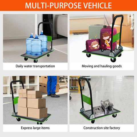 Heavy Duty Folding Platform Cart 330 Lbs Capacity Alloy Steel Hand Truck With Smooth Rolling Swivel Casters For Moving Warehouse Tasks And No Sweat Daily Hauling