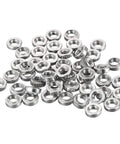 Built Different Stainless Steel Self Clinching Rivet Nuts With Smooth Round Head For Fast Thin Sheet Metal Assembly 10 32 Thread Pattern Zero Point One Four Inch Length Heavy Duty 50 Piece Fastener Set That Goes Hard On Any Rig, displayed in a pile.