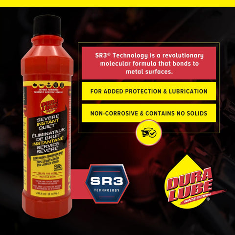 Severe Instant Quiet Lubricant For Engine Transmission And Power Steering Kills Knocks And Ticks Reduces Friction Prevents Wear Ideal For High Mileage Cars 8 Oz Bottle 6 Pack red bottle