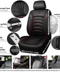 3D Foam PU Leather Car Seat Covers Universal Full Set for Trucks SUVs and Sedans Waterproof Breathable and Easy to Clean Airbag Compatible with Diamond Stitching Black Red.