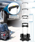 Foldable Luggage Cart With Wheels Lightweight Steel Frame Carries Up To 77 Pounds, shown with adjustable height next to car trunk.
