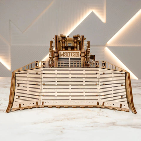 Terrain Titan Bulldozer 3D Wooden Puzzle Kit For Adults To Build With 1715 Precision Cut Pieces No Glue Needed, front view