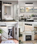 Collage of Dope Matte Black Vanity Light With Clear Glass Shades 30 Inch Farmhouse Bathroom Fixture in various rooms