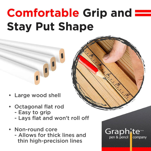 Hard Lead Carpenter Pencils Bulk 72 Pack For DIY And Pro Woodworking And Construction Projects With No 2 HB Lead White Lumber Pencils