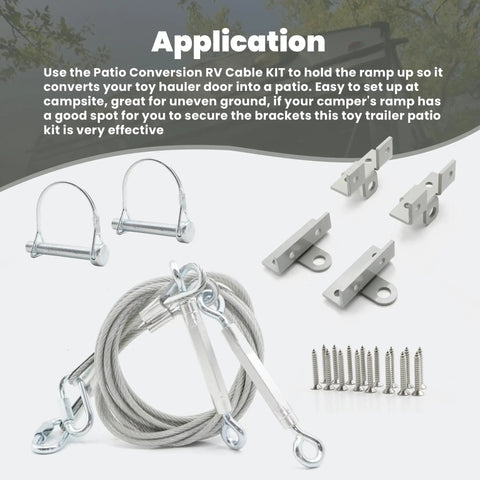 RV Toy Hauler Patio Cable Kit 109 Inch Universal Fit For Most Trailers Easy Install Upgrade For Patio Doors And Accessories Heavy Duty 1800 Lb Capacity All In One Setup