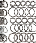 Bicycle Ball Bearing Kit With Beefed Up Steel Caged Bearings, 50 Pieces In 10 Sizes From 4 To 8 Mm Gray Pro Grade arranged neatly.