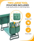 All In One Garden Kneeler And Seat Foldable Stool with Thick EVA Foam Pad and Tool Pouch for Outdoor Gardening, side view with tools
