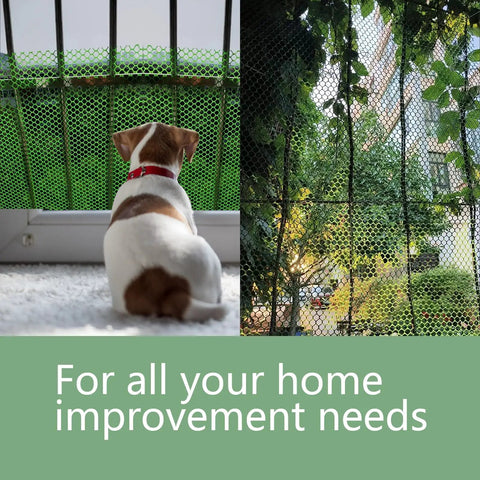 Heavy Duty Pet Barrier Net Fence For Cats Dogs Rabbits And Chickens 15.7 Inch By 16.4 Foot White ABS Plastic Mesh on balcony