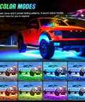 Truck with Six Piece Dope Underglow Neon Accent Strip Lights With 300 LEDs RGB Multi Color DIY Sound Active Music Mode