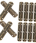 Top view: 20 antique-brass steel piano hinges for furniture, long 180-degree ultra-thin.