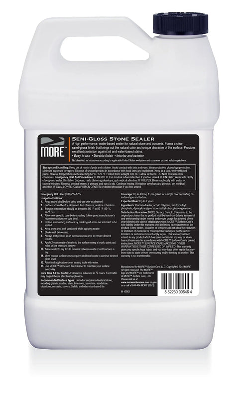 Hella Tough Semi Gloss Stone Sealer For Natural Stone Pavers Tile And Concrete With A Smooth Wet Look Finish One Gallon container.
